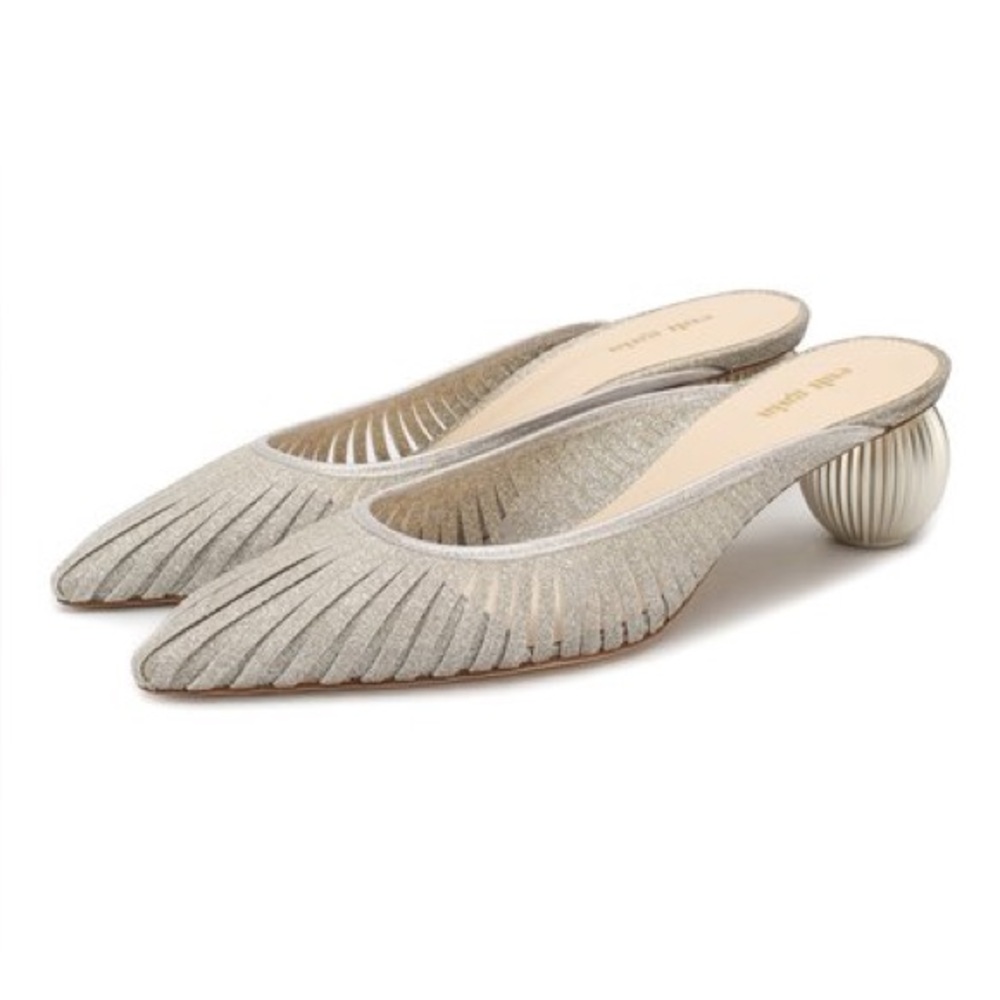 Cult Gaia Silver Textured Mules